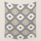 Geometric Aztec - Neutral Brown and Gray Wall Tapestry Gallery Image 4