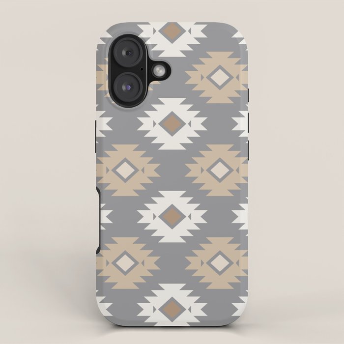Geometric Aztec - Neutral Brown and Gray iPhone Case Gallery Image 1
