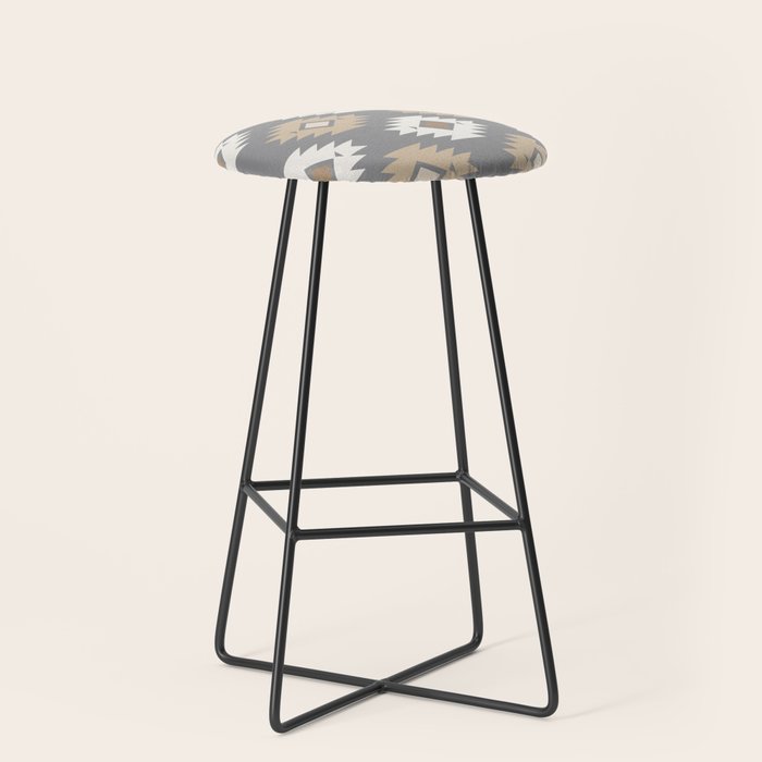 Geometric Aztec - Neutral Brown and Gray Stool Gallery Image 1