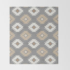 Geometric Aztec - Neutral Brown and Gray Throw Blanket Gallery Image 2