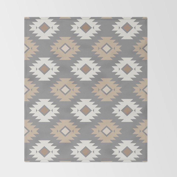 Geometric Aztec - Neutral Brown and Gray Throw Blanket Gallery Image 2
