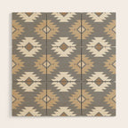 Geometric Aztec - Neutral Brown and Gray Wood Wall Art Gallery Image 1