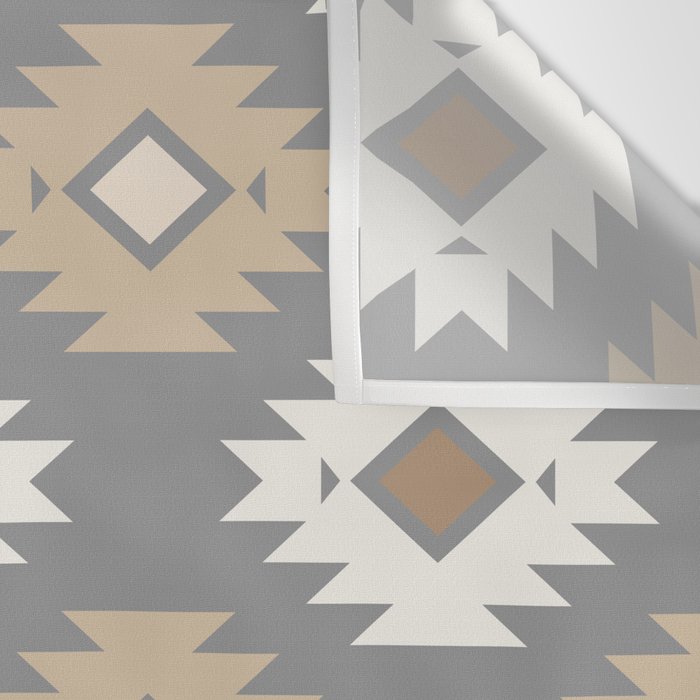 Geometric Aztec - Neutral Brown and Gray Wall Tapestry Gallery Image 3
