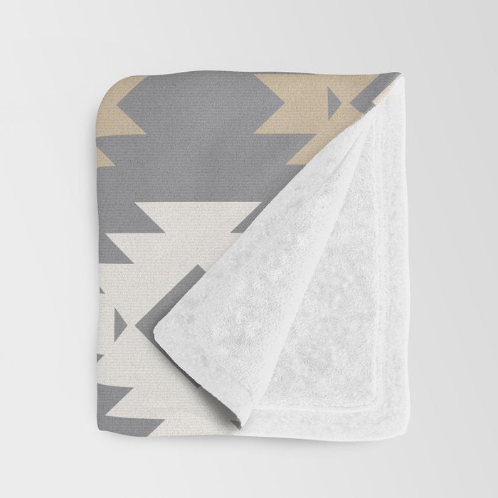 Geometric Aztec - Neutral Brown and Gray Throw Blanket Gallery Image 3