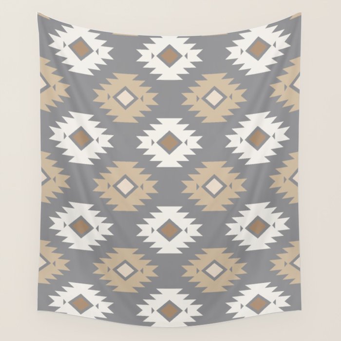 Geometric Aztec - Neutral Brown and Gray Wall Tapestry Gallery Image 1