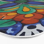 Maximalist leaves mexican flowers talavera pottery blue azulejo tile Bath Mat Gallery Image 3