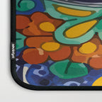 Maximalist leaves mexican flowers talavera pottery blue azulejo tile Laptop Sleeve Gallery Image 3