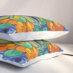 Maximalist leaves mexican flowers talavera pottery blue azulejo tile Pillow Sham Gallery Image 3