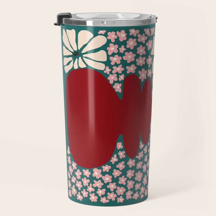 Happy Retro flower vase 1 Travel Mug Gallery Image 3