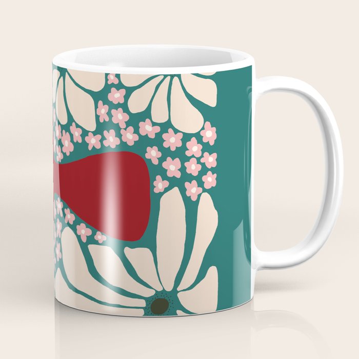 Happy Retro flower vase 1 Coffee Mug Gallery Image 1