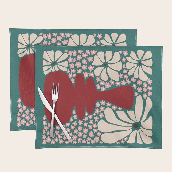 Happy Retro flower vase 1 Placemat Gallery Image 1