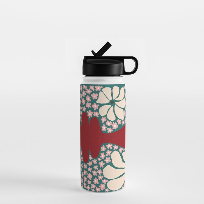 Happy Retro flower vase 1 Water Bottle Gallery Image 1
