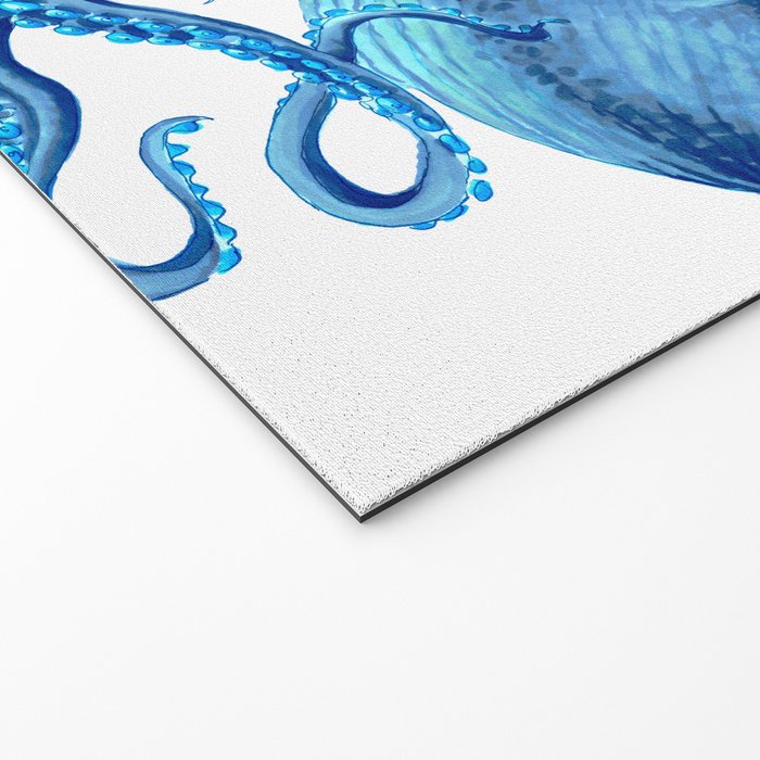 Blue Octopus on White Dance Ink Marine Nautical Welcome Mat Gallery Image 2