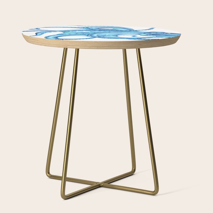 Blue Octopus on White Dance Ink Marine Nautical Side Table Gallery Image 1