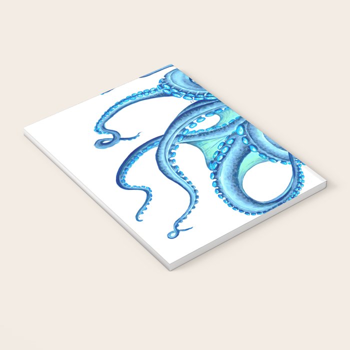 Blue Octopus on White Dance Ink Marine Nautical Notebook Gallery Image 3