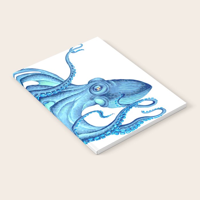 Blue Octopus on White Dance Ink Marine Nautical Notebook Gallery Image 2