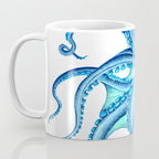 Blue Octopus on White Dance Ink Marine Nautical Coffee Mug Gallery Image 3