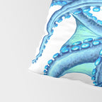 Blue Octopus on White Dance Ink Marine Nautical Pillow Sham Gallery Image 4