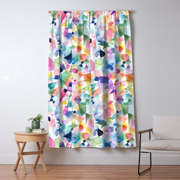 Crystals and Gems Splash Pink Blue Window Curtain Gallery Image 1