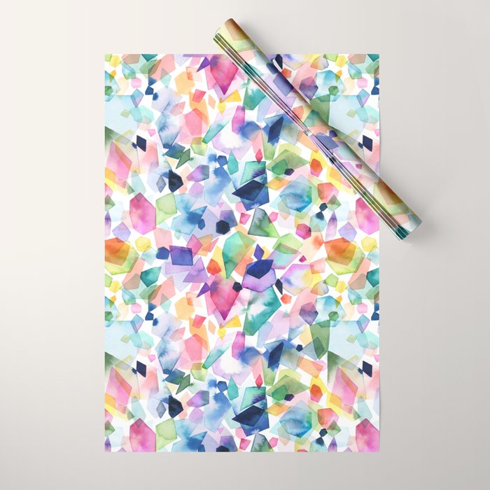 Crystals and Gems Splash Pink Blue Wrapping Paper Gallery Image 1