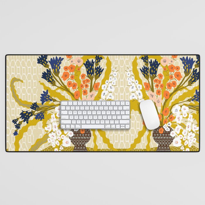 Matisse Flower Vase modern Illustration mustard yellow Desk Mat Gallery Image 1
