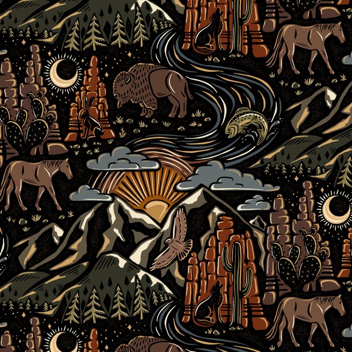 Wild West - dark brown, rust, green, and black Coffee Mug Gallery Image 2