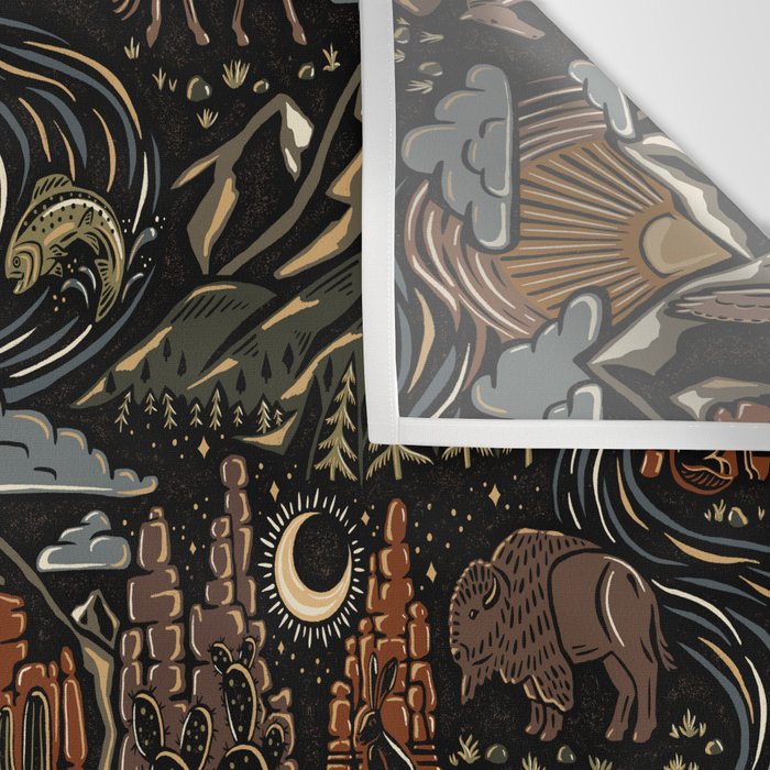 Wild West - dark brown, rust, green, and black Wall Tapestry Gallery Image 3