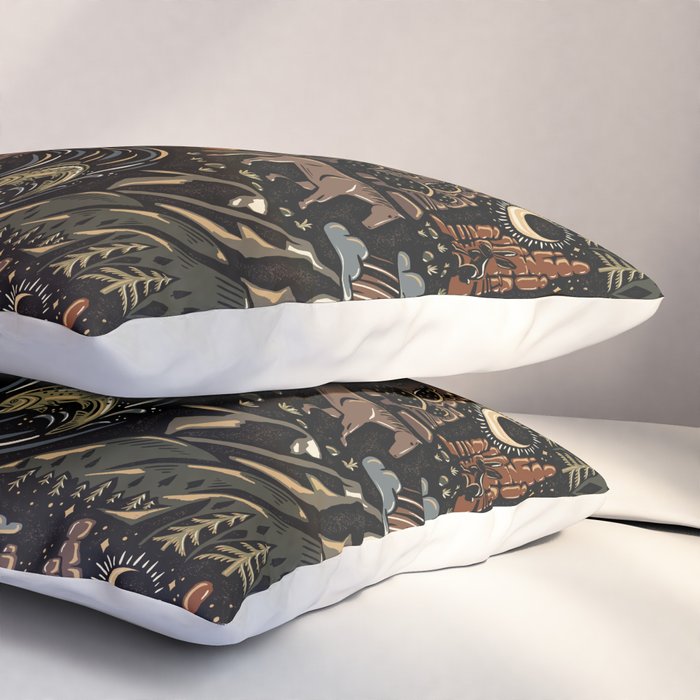Wild West - dark brown, rust, green, and black Pillow Sham Gallery Image 3