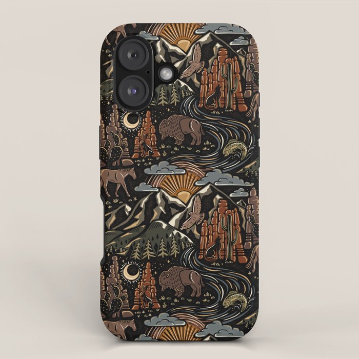 Wild West - dark brown, rust, green, and black iPhone Case Gallery Image 1