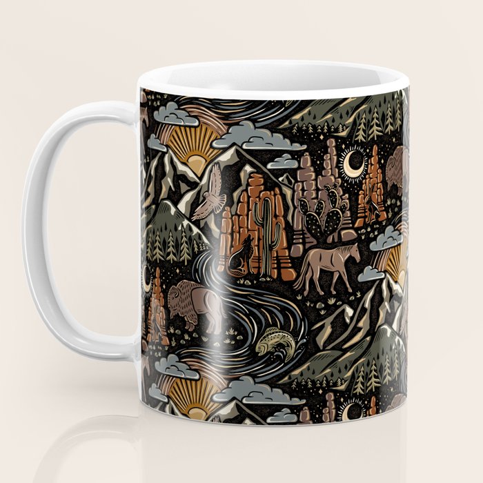 Wild West - dark brown, rust, green, and black Coffee Mug Gallery Image 3