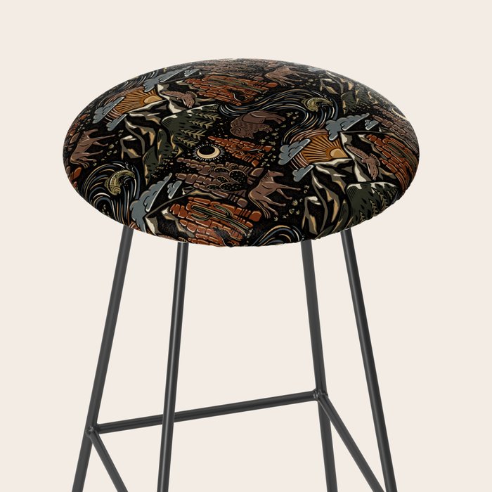 Wild West - dark brown, rust, green, and black Stool Gallery Image 2