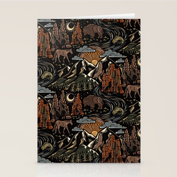 Wild West - dark brown, rust, green, and black Stationery Card Gallery Image 1