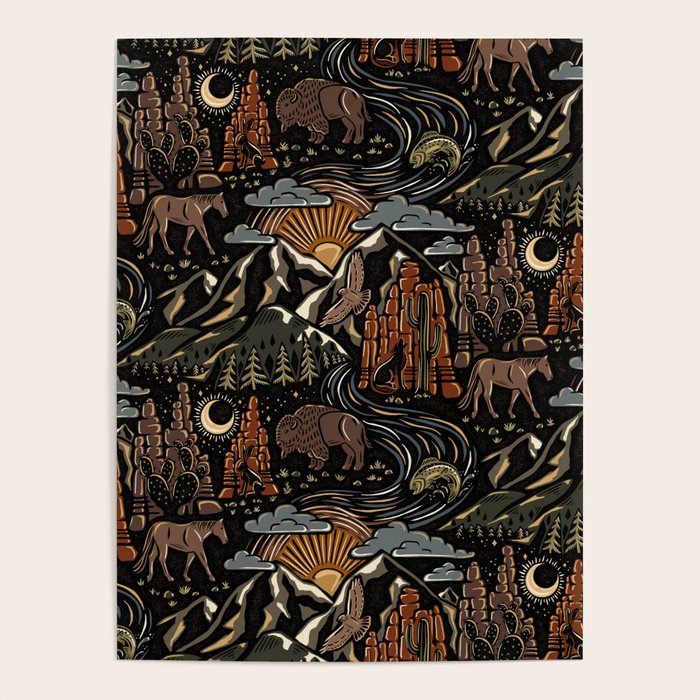 Wild West - dark brown, rust, green, and black Poster Gallery Image 4