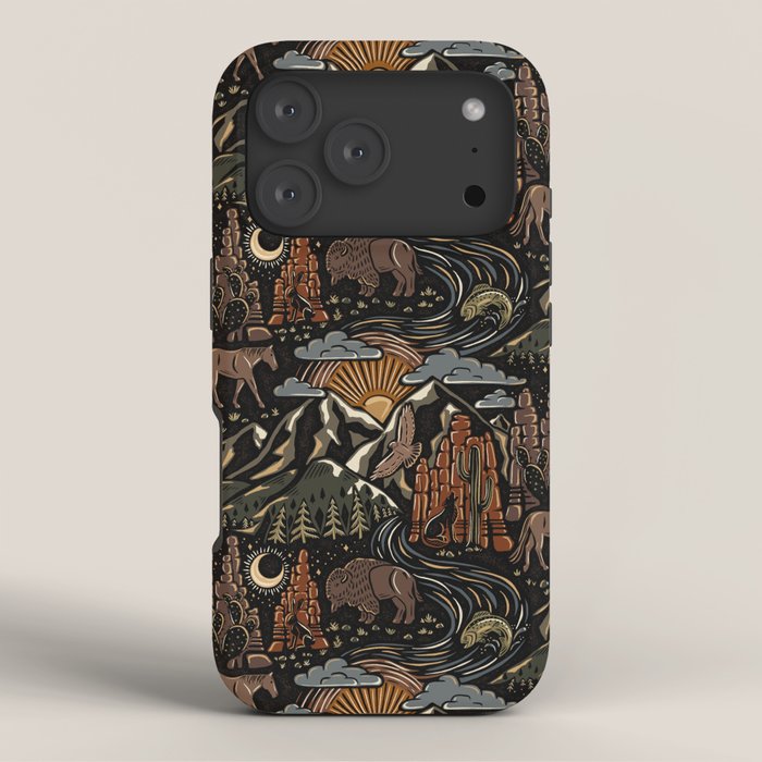 Wild West - dark brown, rust, green, and black iPhone Case Gallery Image 3
