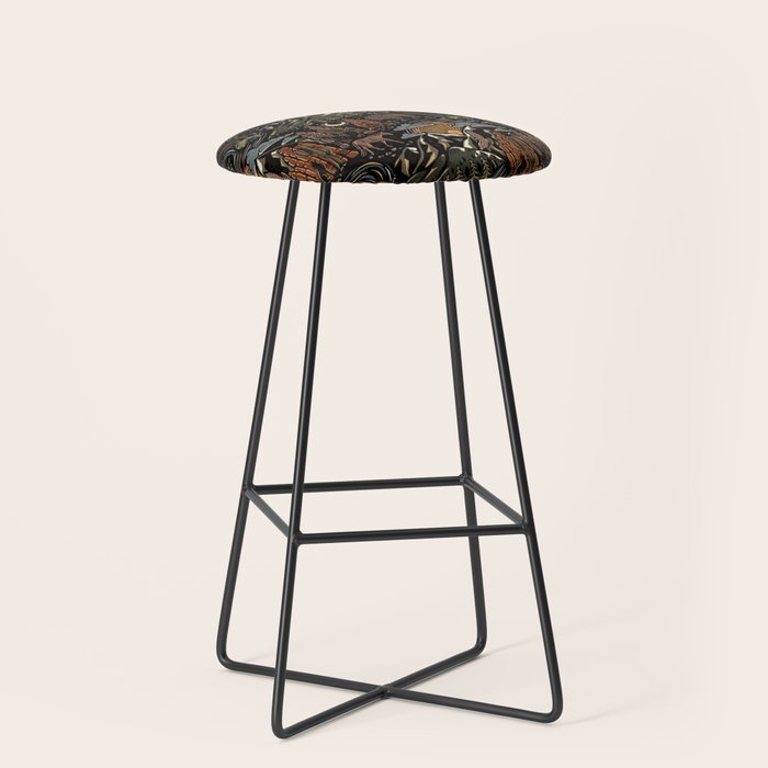 Wild West - dark brown, rust, green, and black Stool Gallery Image 1