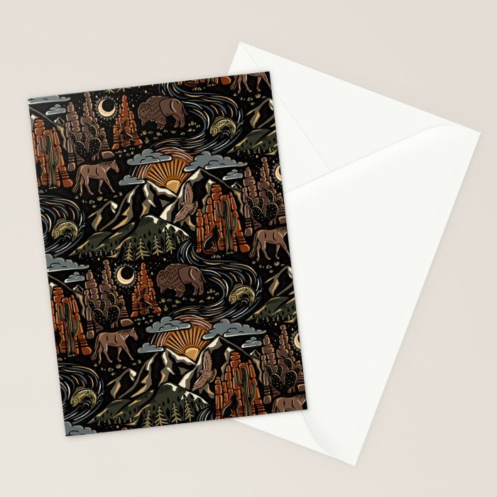 Wild West - dark brown, rust, green, and black Stationery Card Gallery Image 2