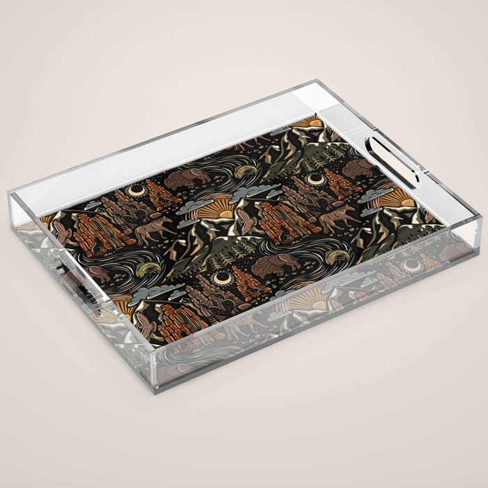 Wild West - dark brown, rust, green, and black Acrylic Tray Gallery Image 1