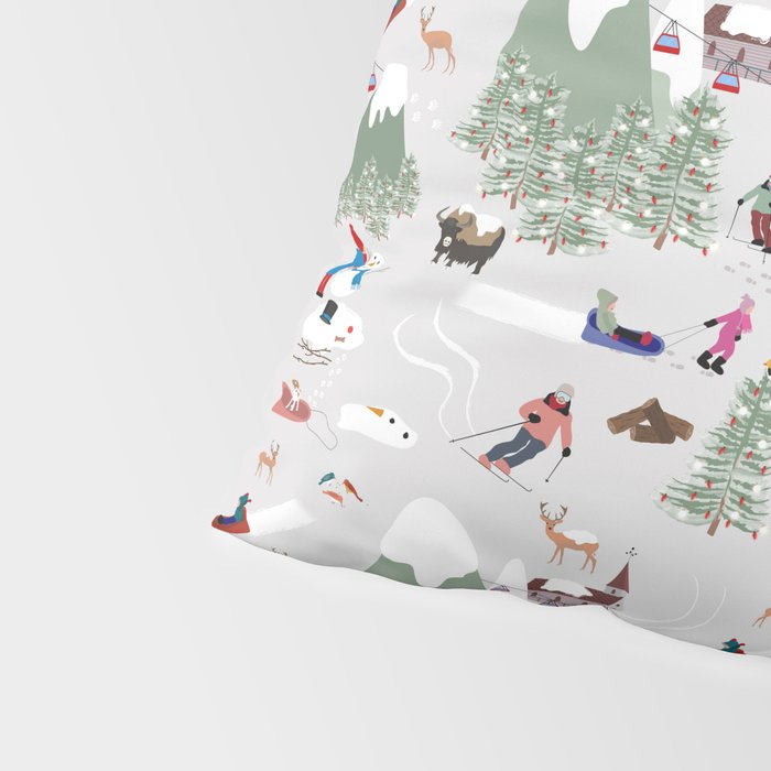 Snow Skiing Ski Slopes Landscape Pillow Sham Gallery Image 4