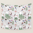 Snow Skiing Ski Slopes Landscape Wall Tapestry Gallery Image 4