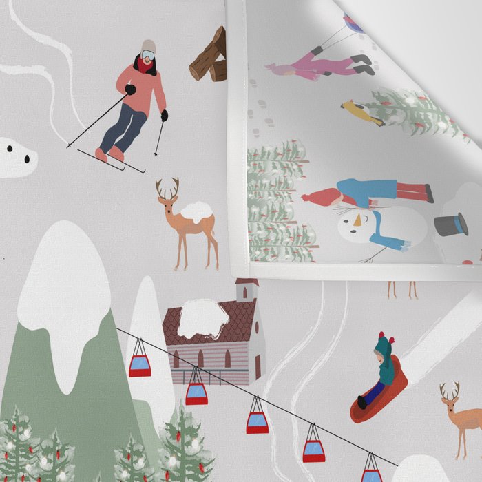 Snow Skiing Ski Slopes Landscape Wall Tapestry Gallery Image 3