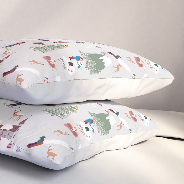 Snow Skiing Ski Slopes Landscape Pillow Sham Gallery Image 3
