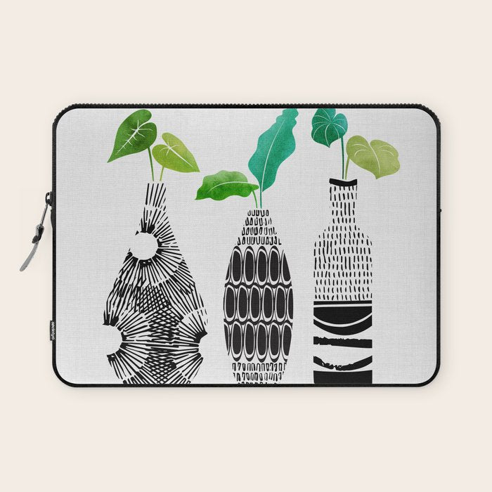 Black and White Plant Trio Laptop Sleeve Gallery Image 1