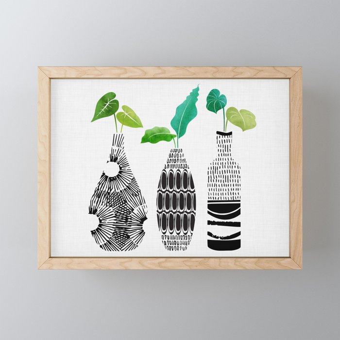 Black and White Plant Trio Mini Art Print Gallery Image 1