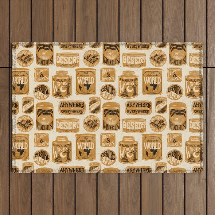 Vagabondâs Cupboard - gold, black, and cream  Outdoor Rug Gallery Image 1