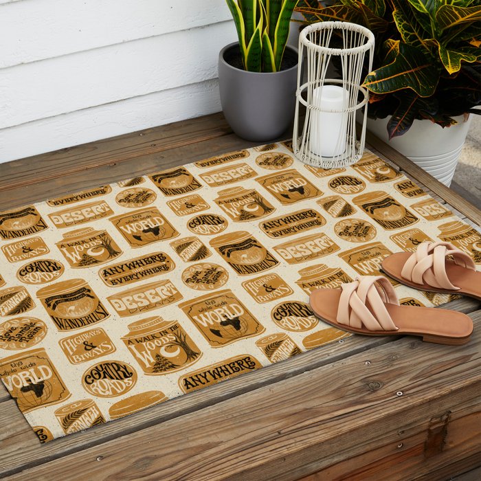 Vagabondâs Cupboard - gold, black, and cream  Outdoor Rug Gallery Image 2