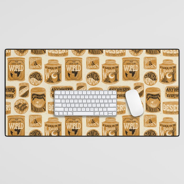 Vagabondâs Cupboard - gold, black, and cream  Desk Mat Gallery Image 1
