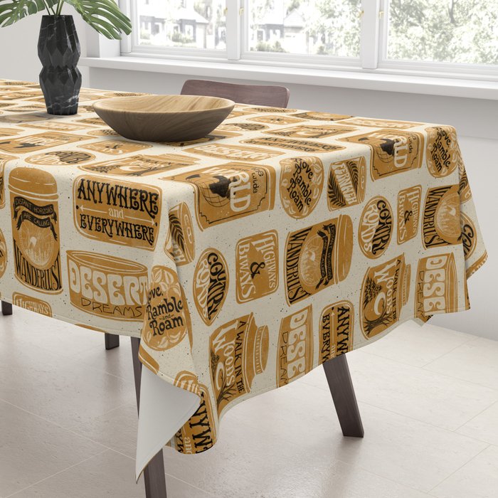 Vagabondâs Cupboard - gold, black, and cream  Tablecloth Gallery Image 3