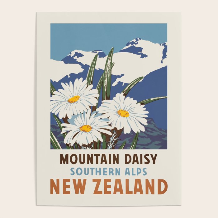 New Zealand, Southern Alps - Vintage travel poster, 1930s Poster