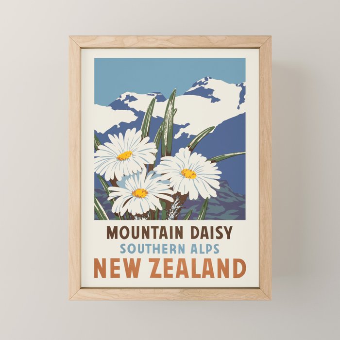New Zealand, Southern Alps - Vintage travel poster, 1930s Mini Art Print Gallery Image 1