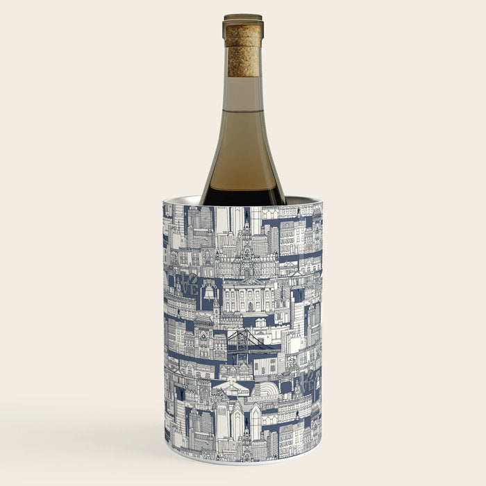 Philadelphia toile blue indigo Wine Chiller Gallery Image 1